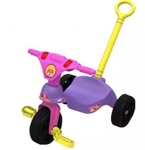 Triciclo Infantil Com Pedal Oncinha Racer Rosa Lilás Xalingo Com Empurrador
